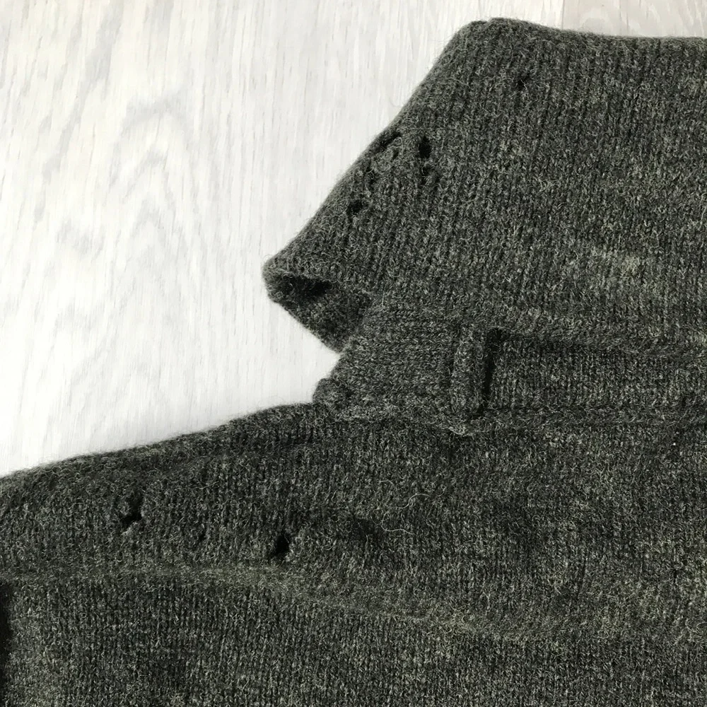 J CREW GREEN WOOL FISHERMAN SHAWL COLLAR CHUNKY SWEATER MENS SMALL